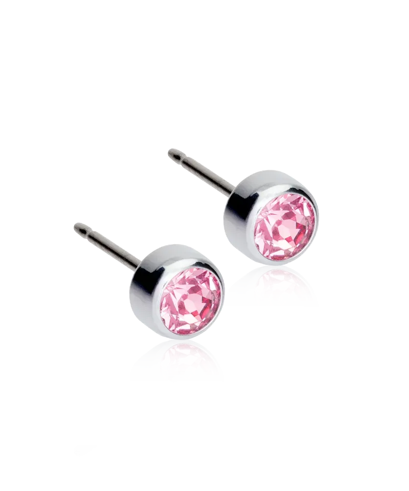Blomdahl Bezel øredobber 5 mm light rose sølv nikkel­frie