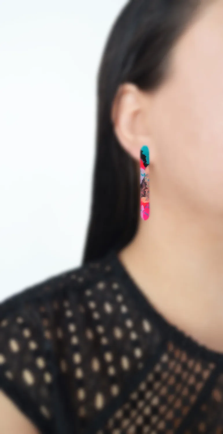 BooandBooFactory Watercolor Bar stud øredobber rosa blå