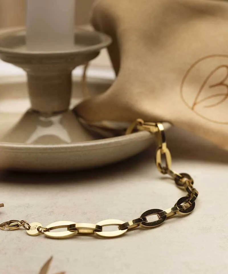 Blomdahl Grand Link armbånd 19 cm gullfarget stål