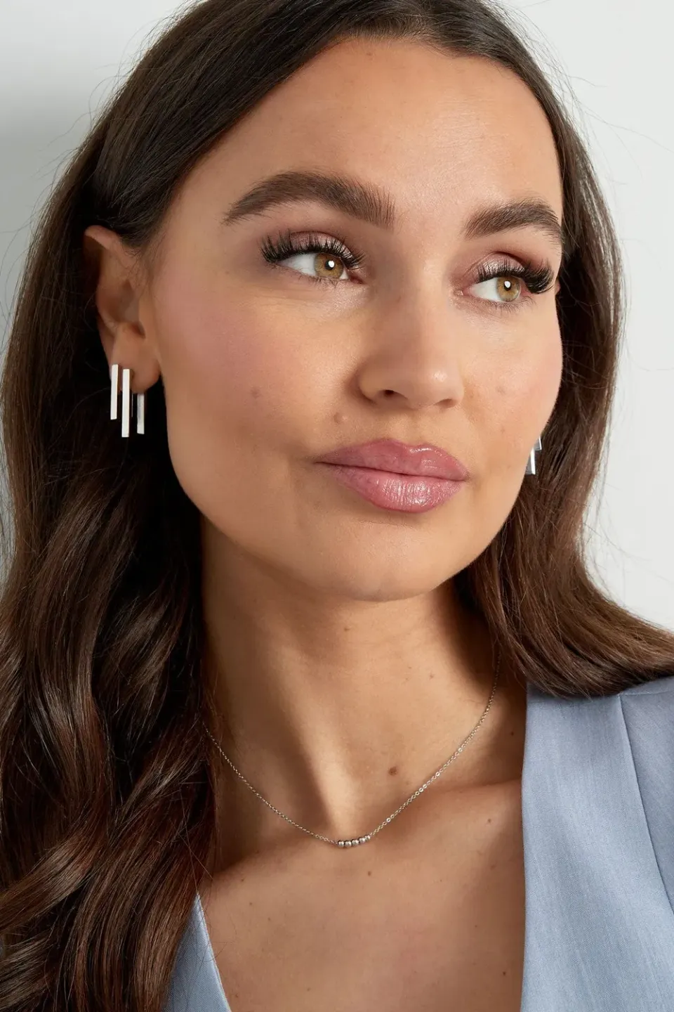 Mea Nani Basic Rectangle Hoops Medium sølv rektangulær
