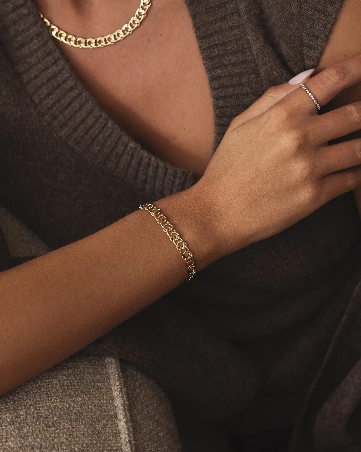 Mockberg Infinity Grand armbånd gull flate lenker