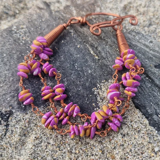 Kunstnerbonden Serenity armbånd rosa gull 3-radet