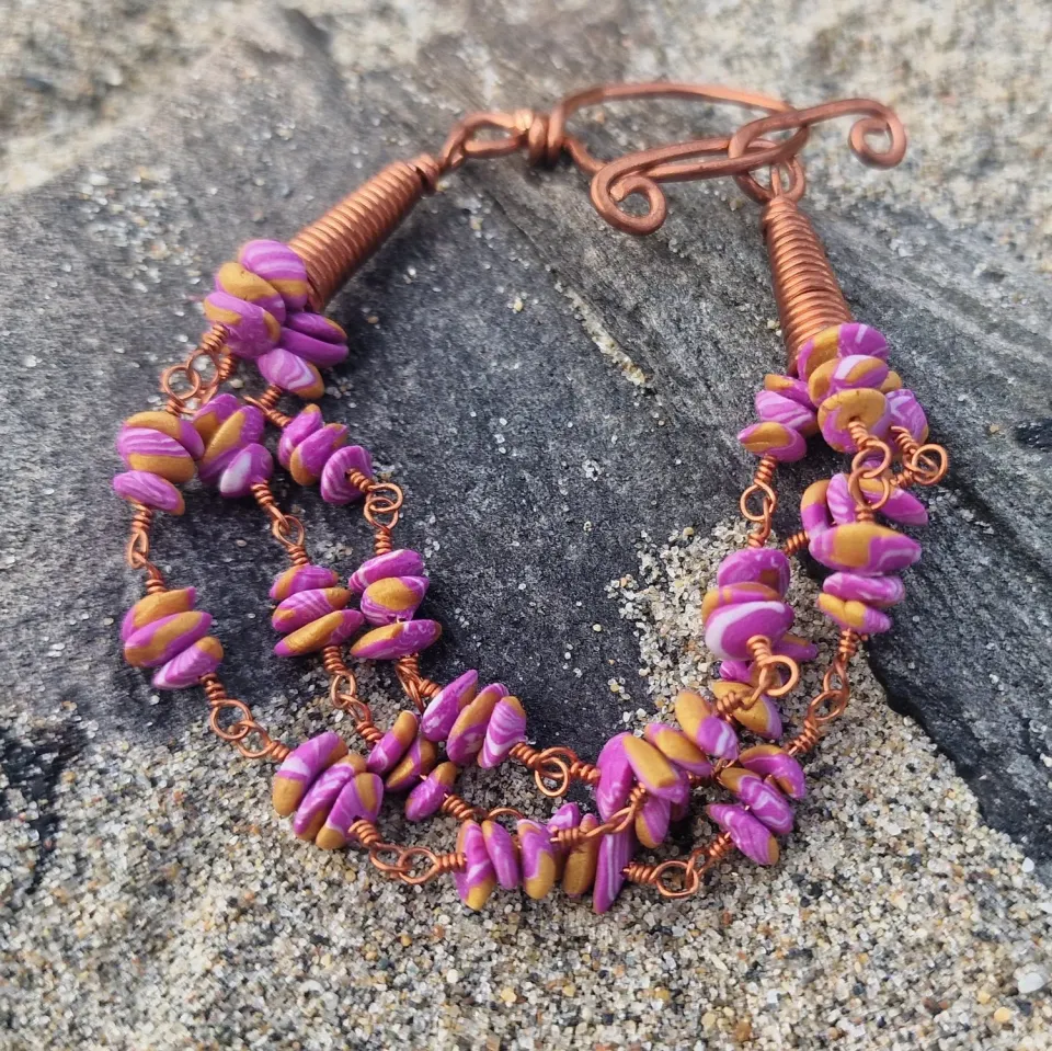 Kunstnerbonden Serenity armbånd rosa gull 3-radet