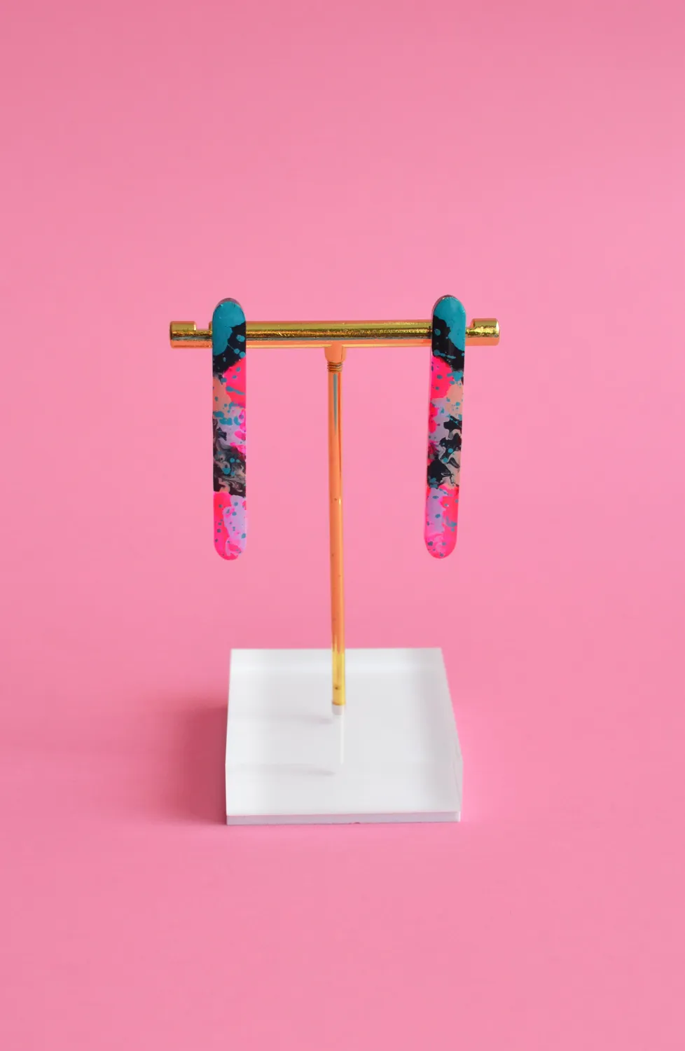 BooandBooFactory Watercolor Bar stud øredobber rosa blå