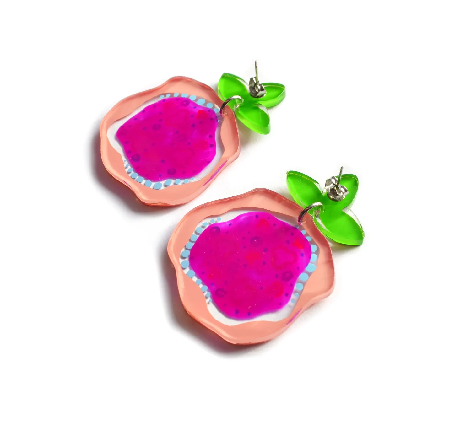 BooandBooFactory Magenta Pizza øredobber akryl grønn