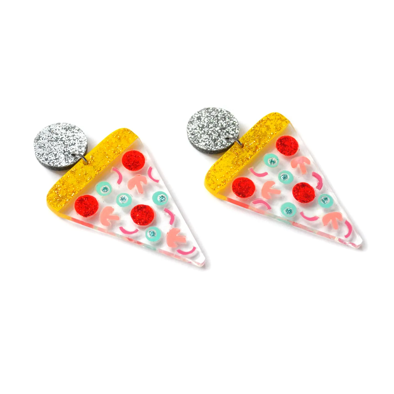 BooandBooFactory Confetti Pizza øredobber klar akryl