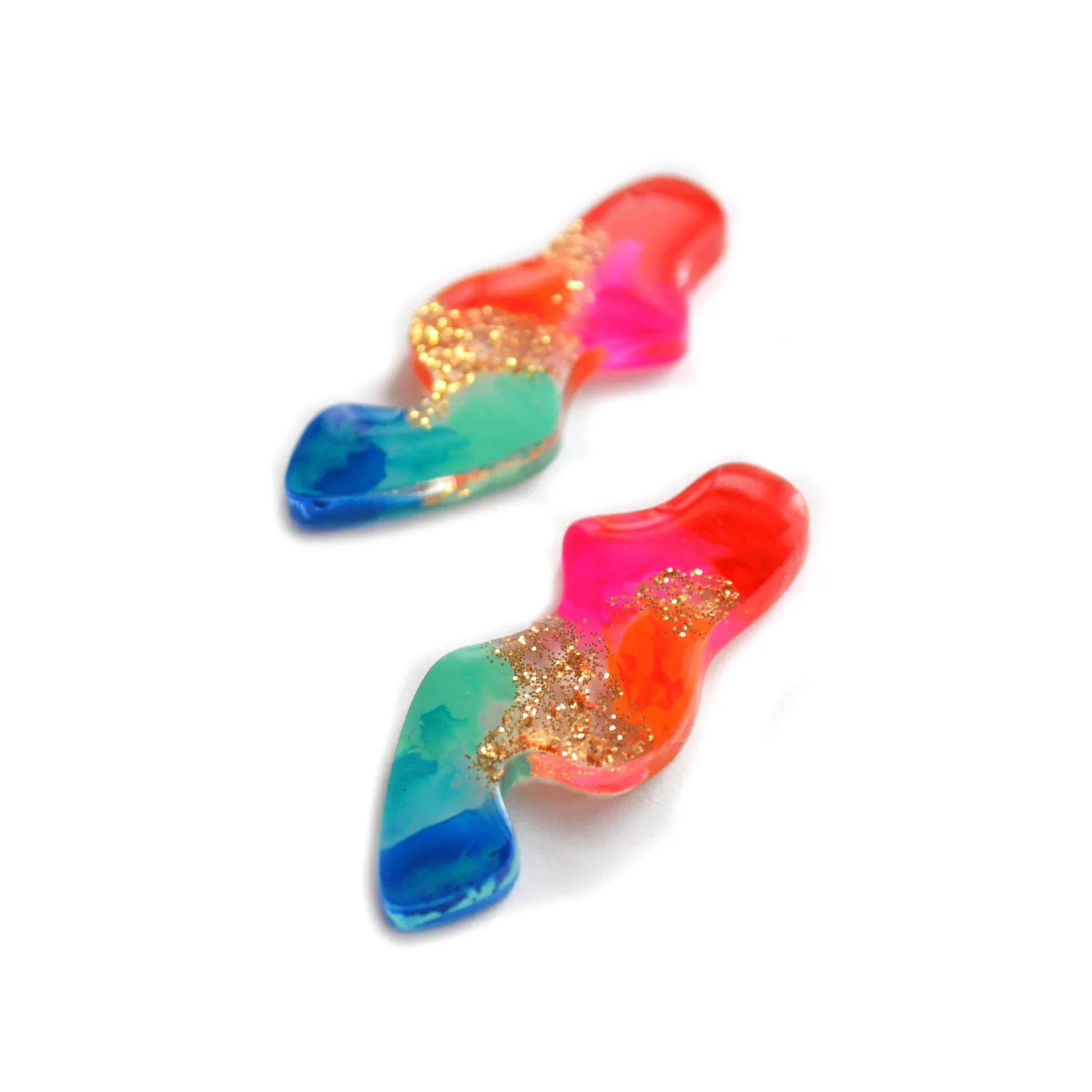 BooandBooFactory Rainbow Abstract Wavy Squiggle øredobber flerfarget