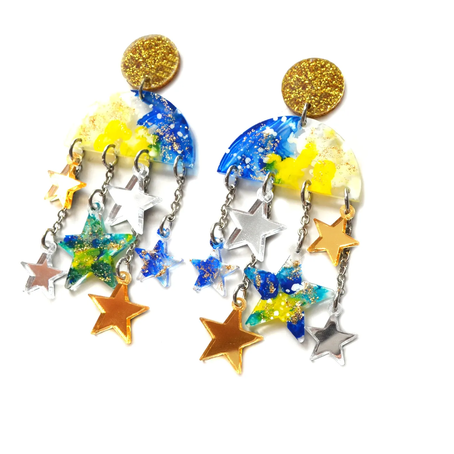 BooandBooFactory Cloud Moon Star øredobber 1 par kjede