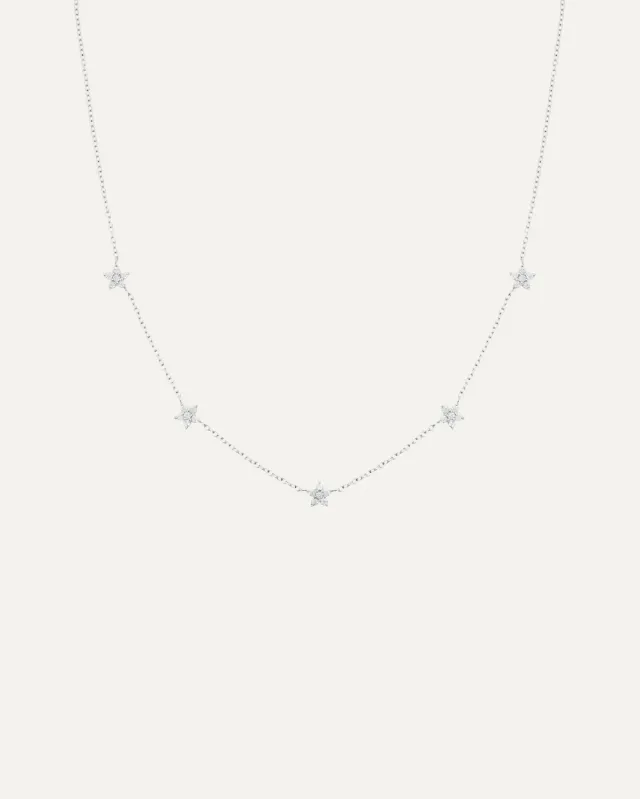 Mockberg Ellie Necklace halssmykke sølv blomster 400 mm