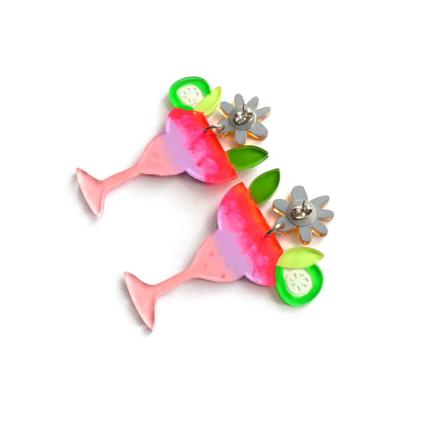 BooandBooFactory Neon Pink Margarita Cocktail øredobber lime