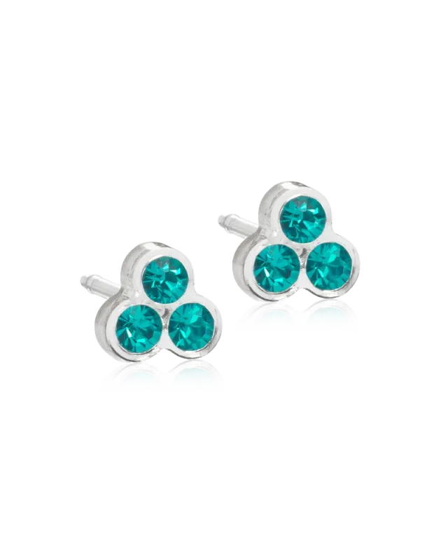 Blomdahl Clover øredobber 6 mm blue zircon plast