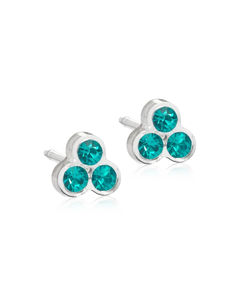 Blomdahl Clover øredobber 6 mm blue zircon plast