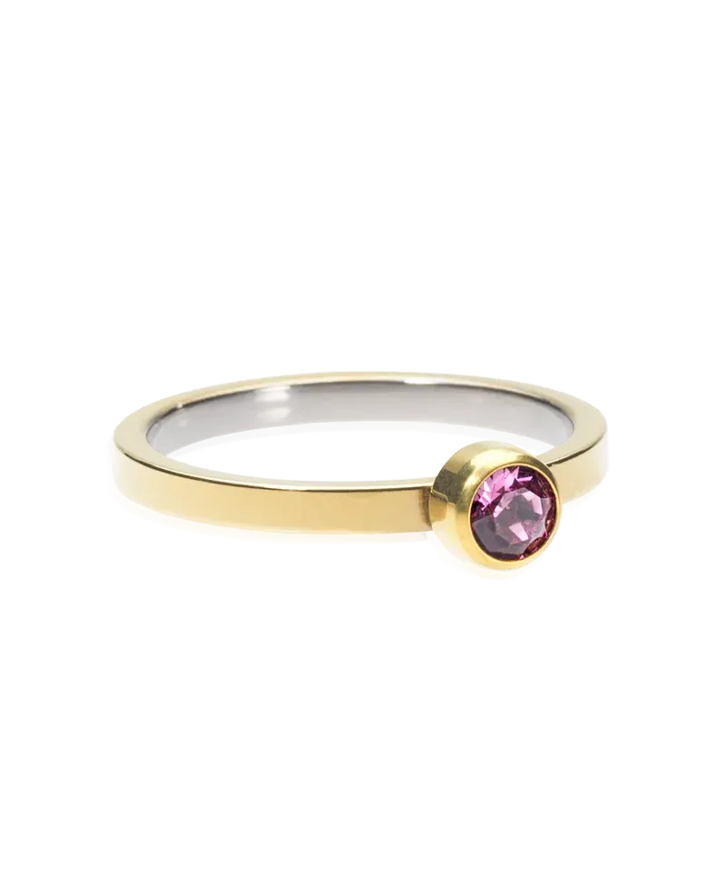 Blomdahl Bezel ring lilac gullfarget titan 16–19 mm