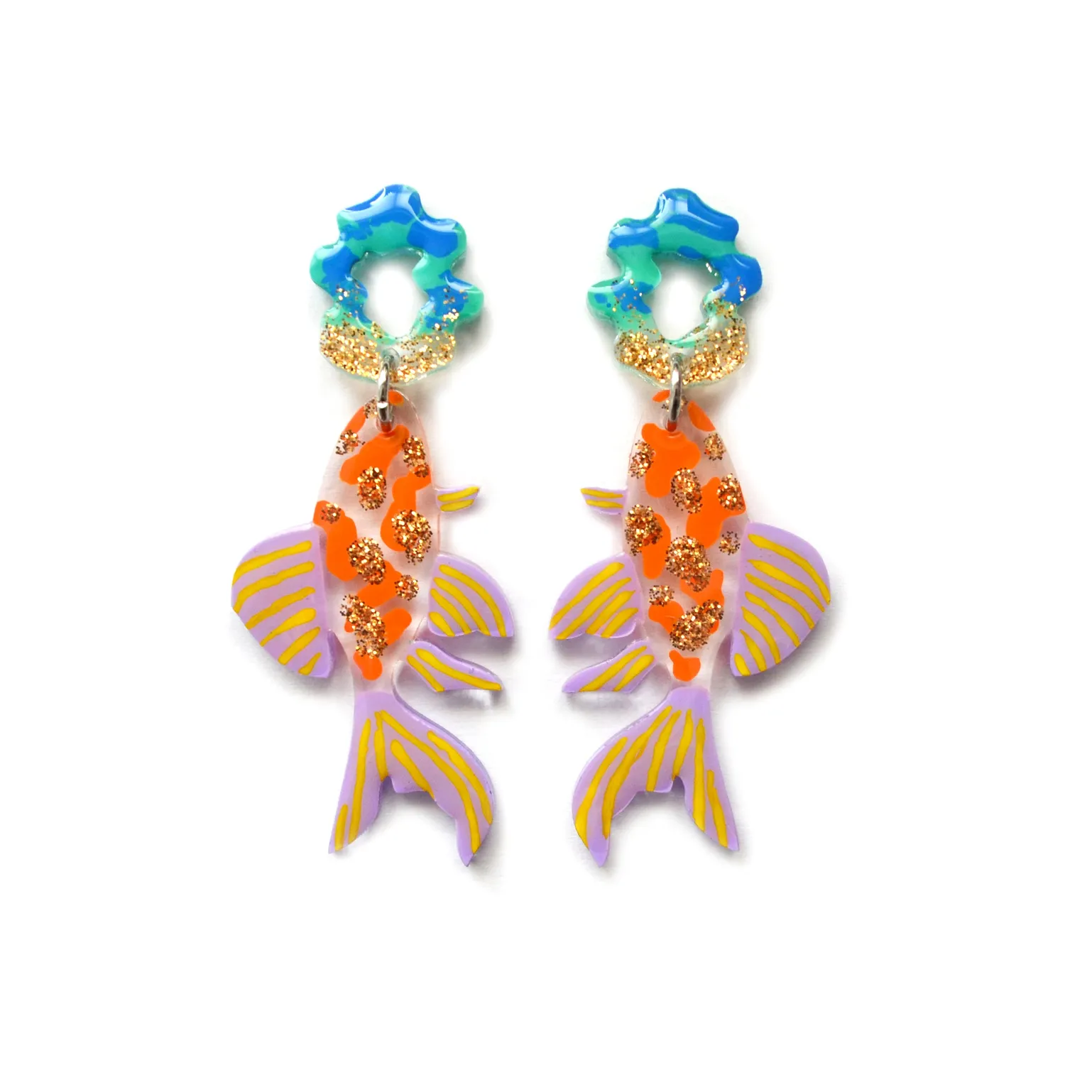 BooandBooFactory Glitter Fish øredobber oransje