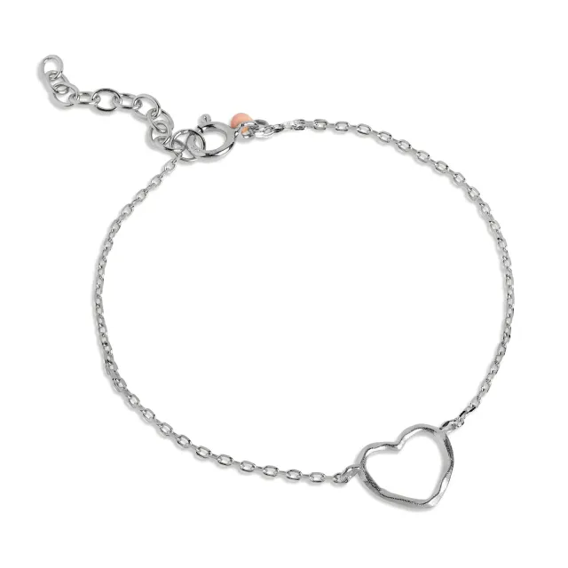 Enamel Organic Heart armbånd sølv 15+3 cm