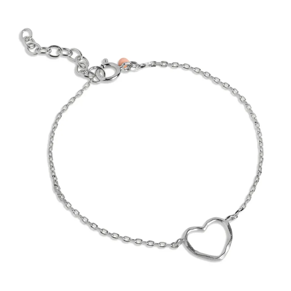 Enamel Organic Heart armbånd sølv 15+3 cm