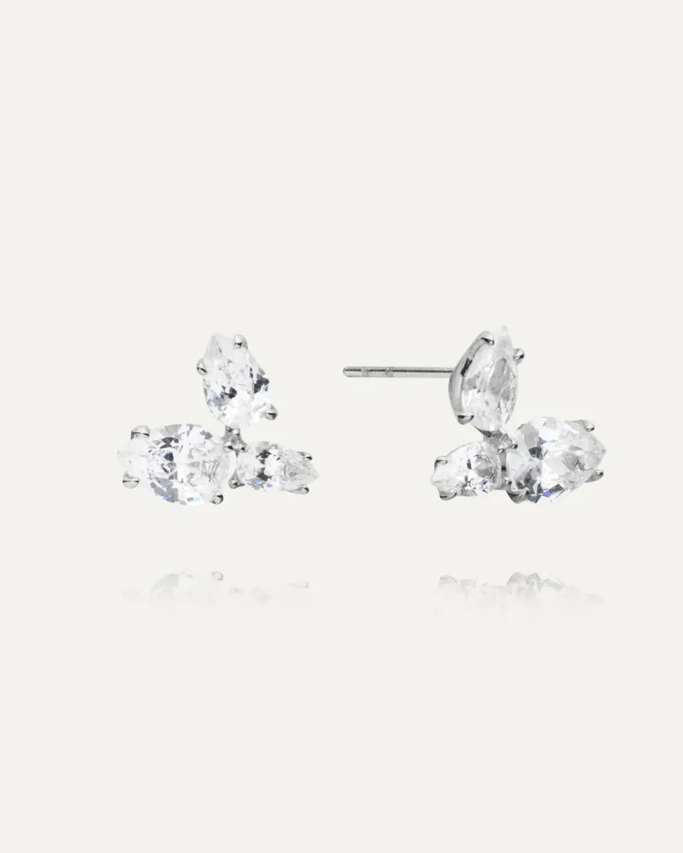 Mockberg Fleur Steel Studs øredobber sølv 11 mm zirkonia