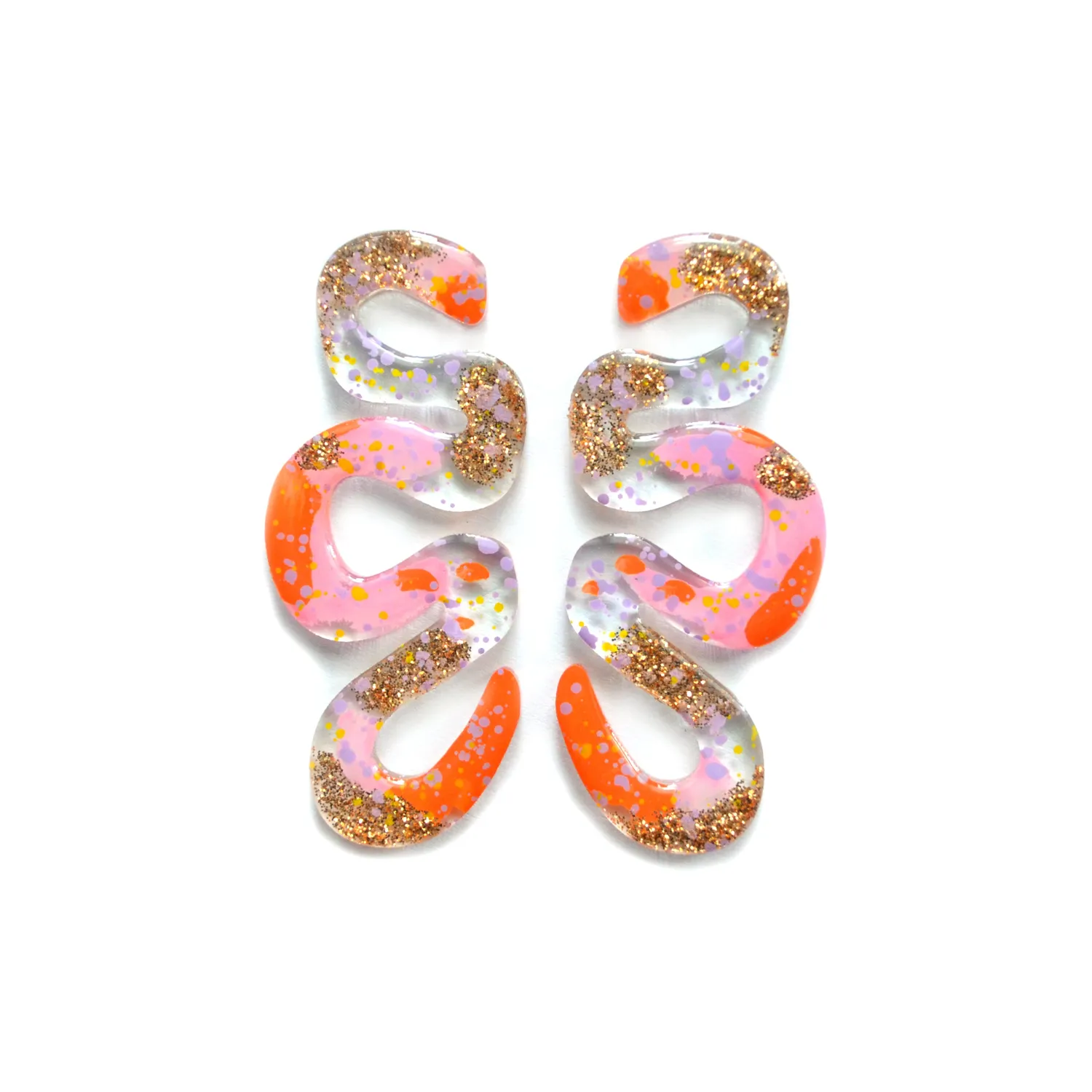 BooandBooFactory Squiggle øredobber oransje gull