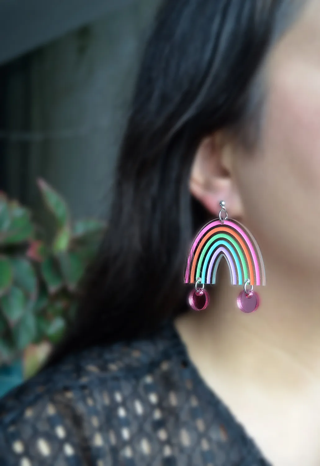 BooandBooFactory Pastel Rainbow Arch øredobber gull