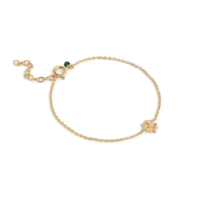Enamel Four-Leaf Clover armbånd 15+4 cm gull