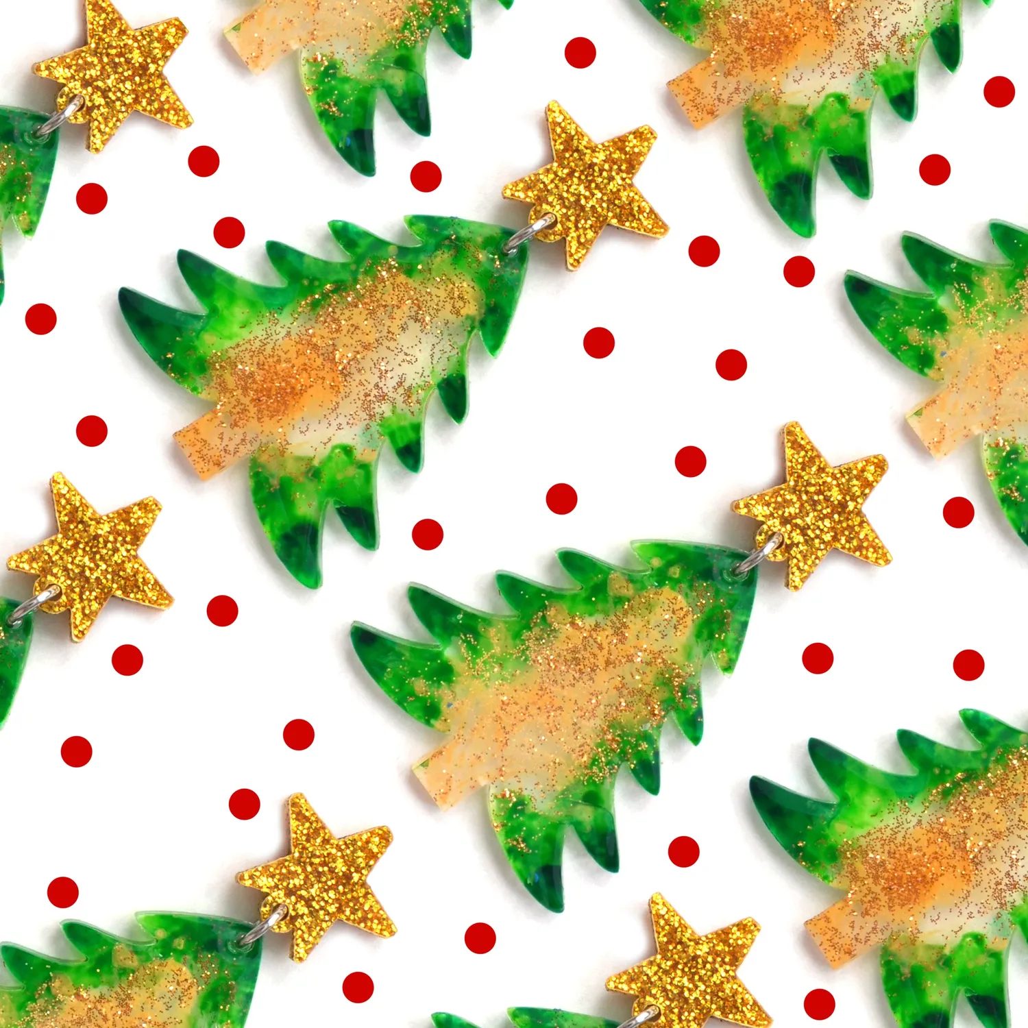 BooandBooFactory Christmas Tree juletre øredobber grønn glitter