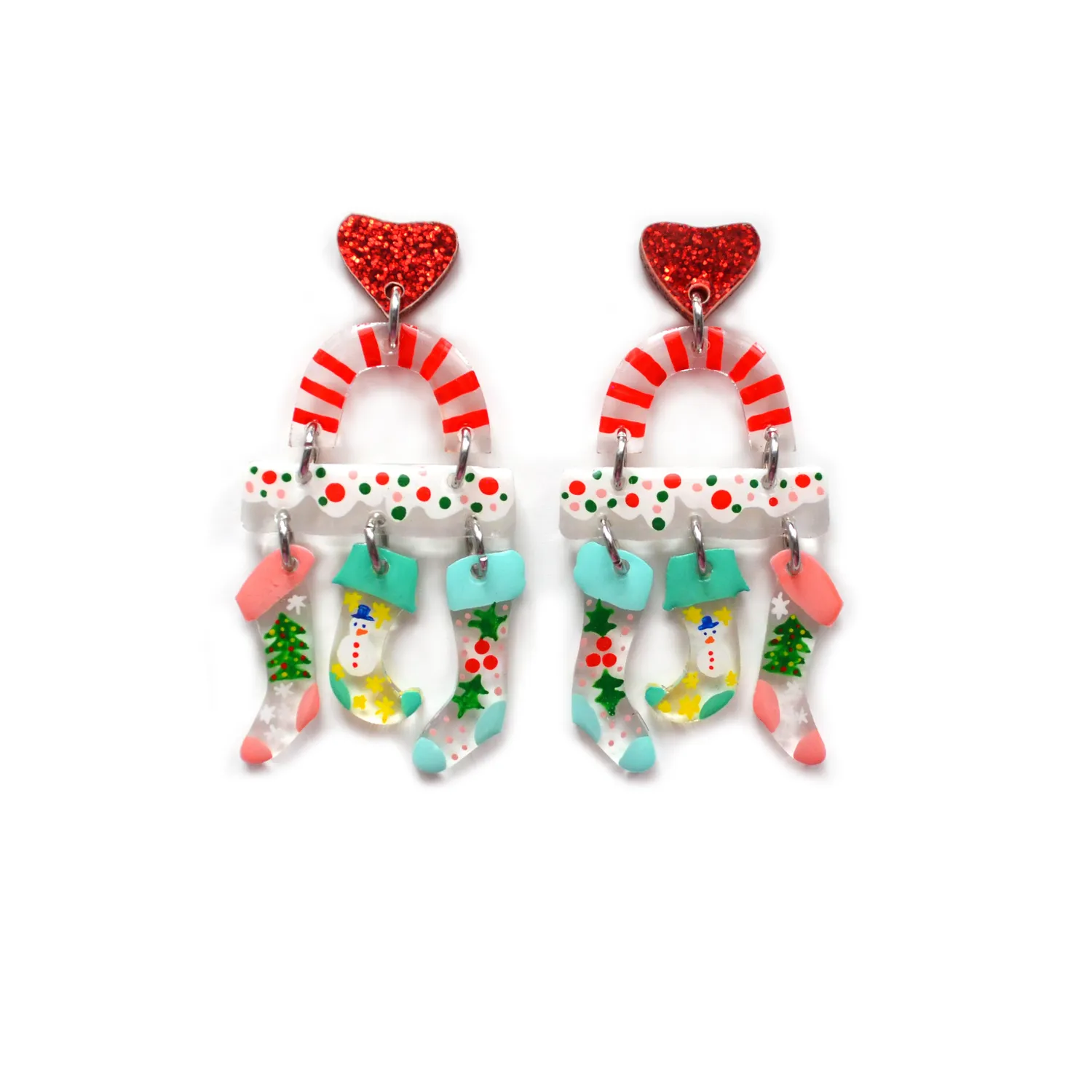 BooandBooFactory Christmas Stockings akryl øredobber jul