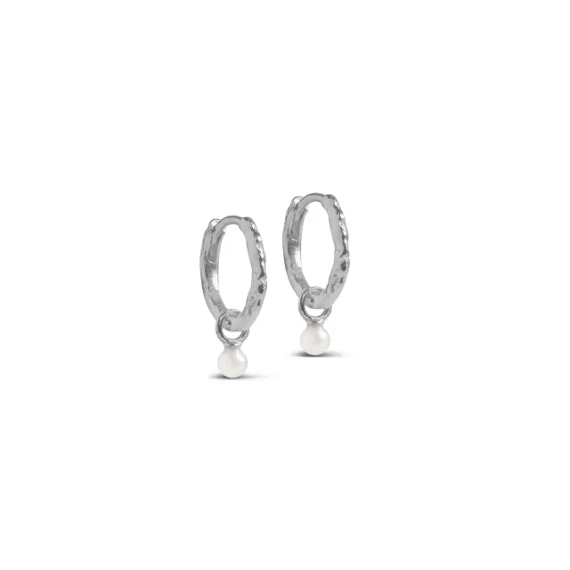 Enamel Belle Pearl hoops 13 mm perle