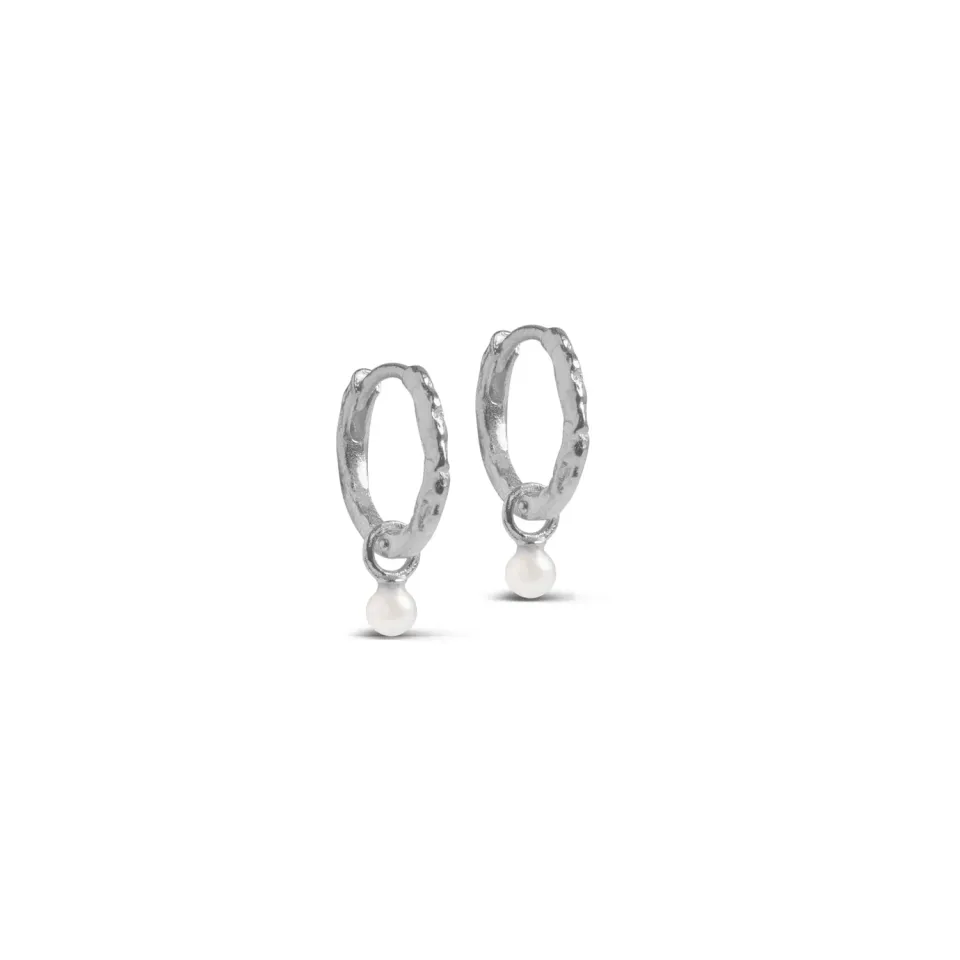 Enamel Belle Pearl hoops 13 mm perle
