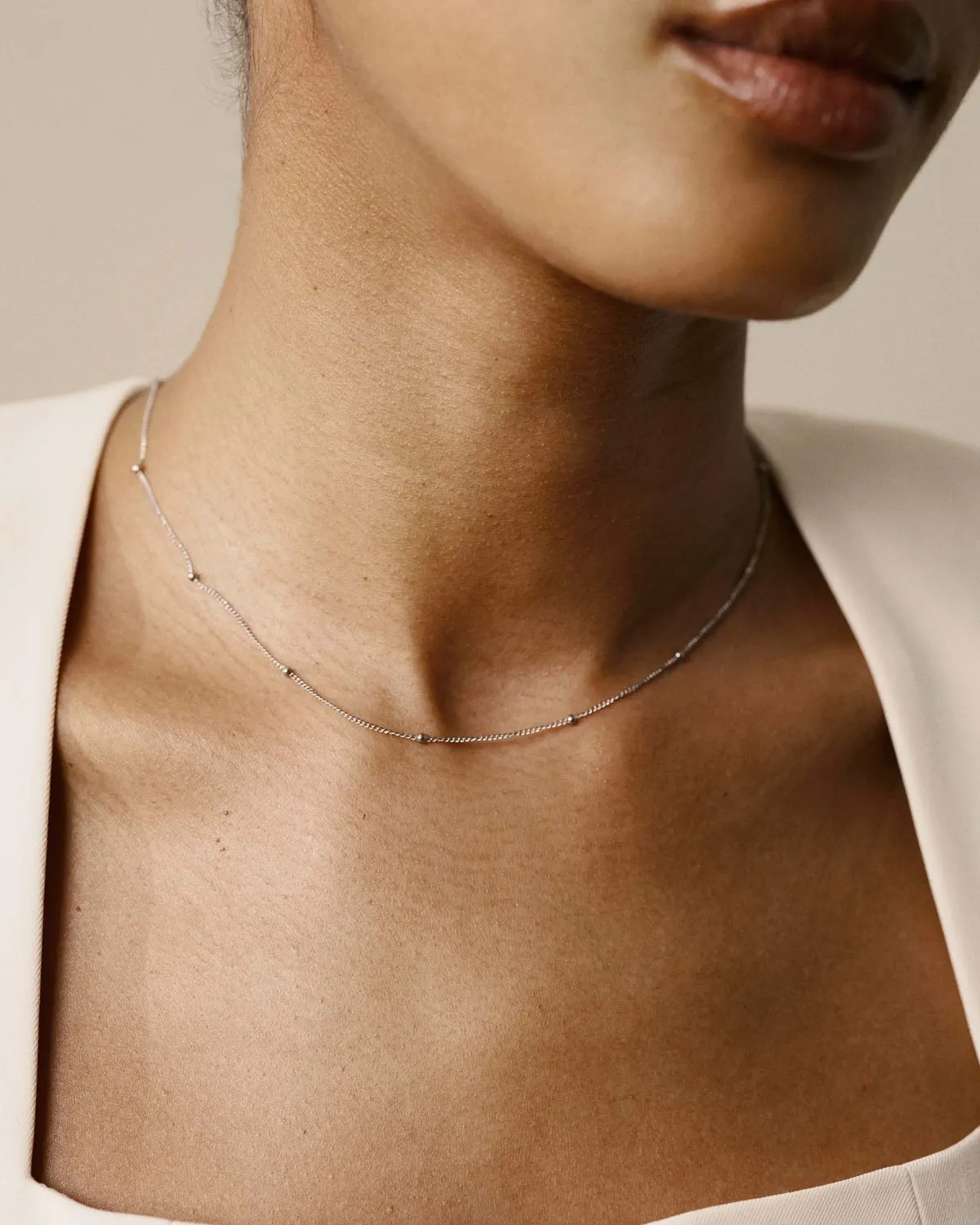 Mockberg Beaded Chain halskjede sølv 400 mm