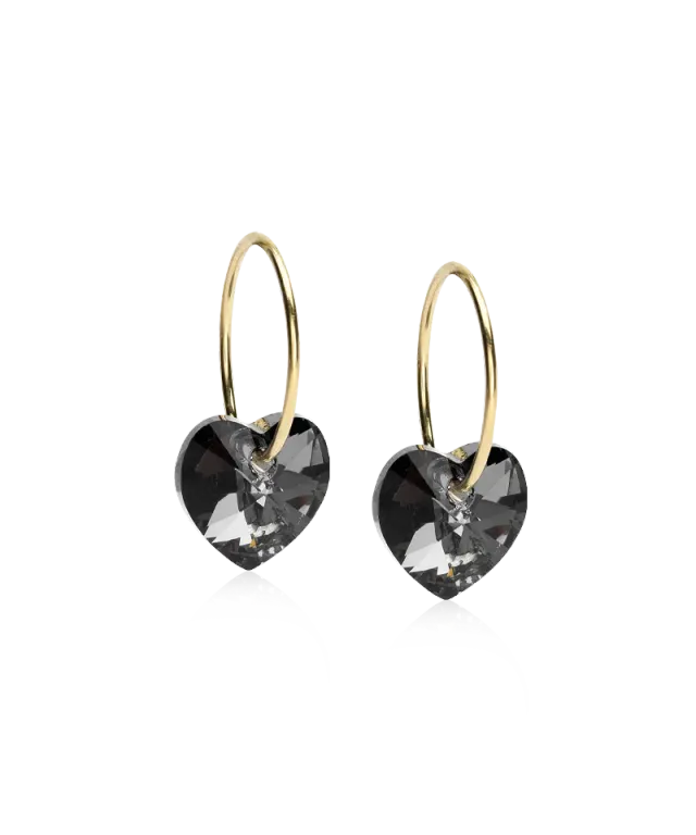 Blomdahl Pendant Heart øredobber black diamond gull 14 mm
