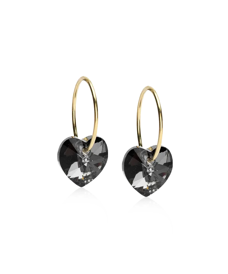 Blomdahl Pendant Heart øredobber black diamond gull 14 mm