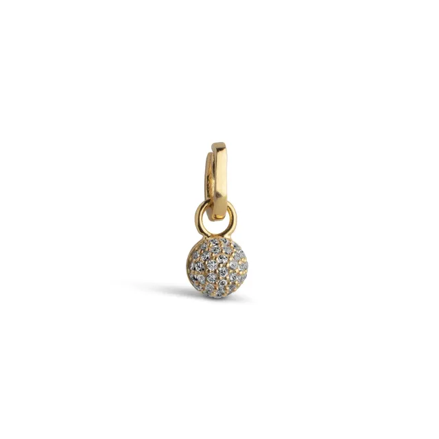 Enamel Charm Disco Ball charm 5,5 mm gull med zirkonia