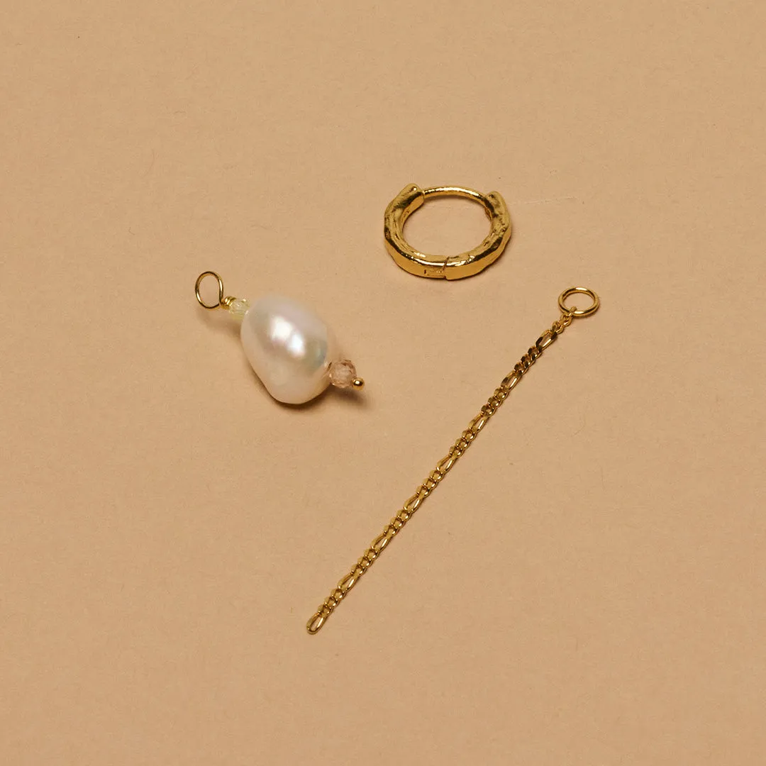 Enamel Adeline øredobber perle 63 mm gull