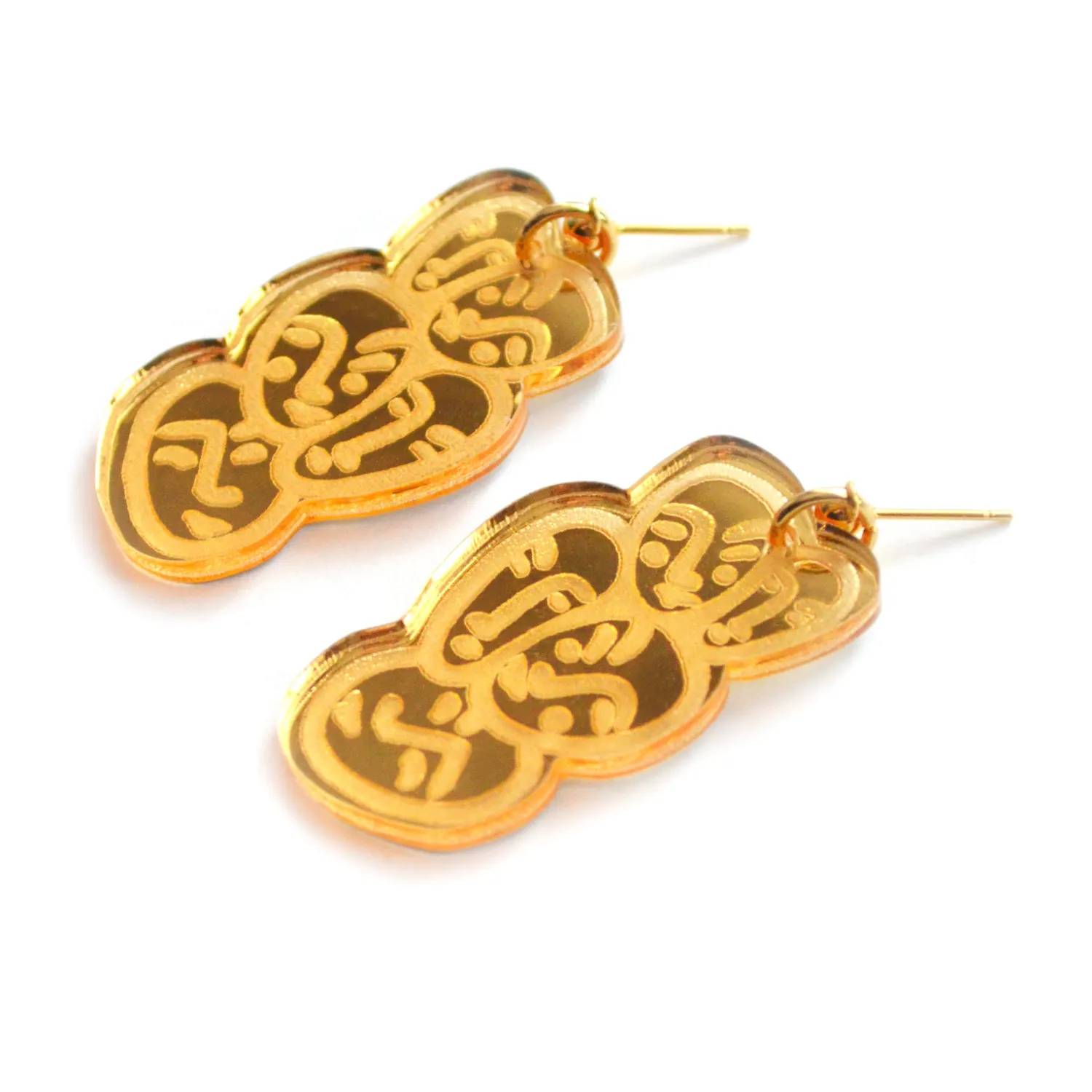 BooandBooFactory Gold Small Face øredobber gull