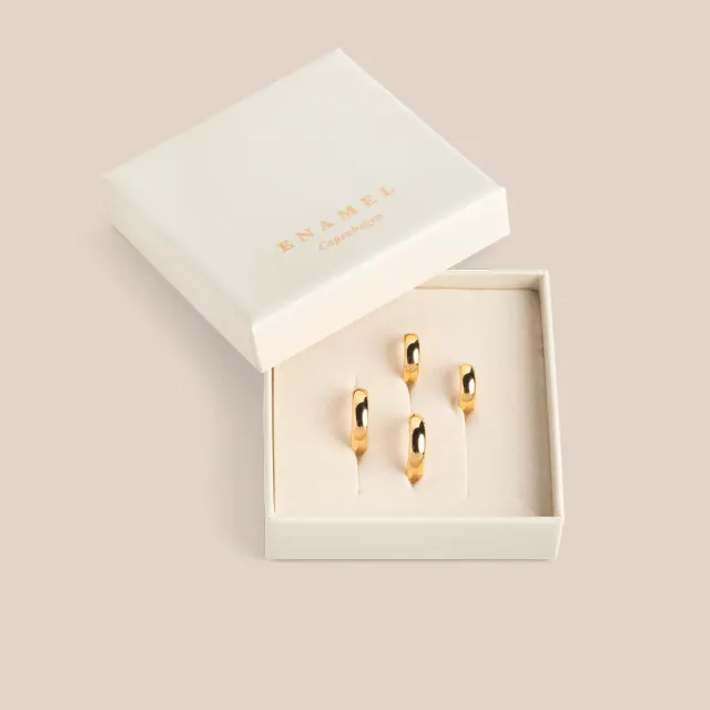 Enamel Classic Wide hoops gavesett gull 2 par