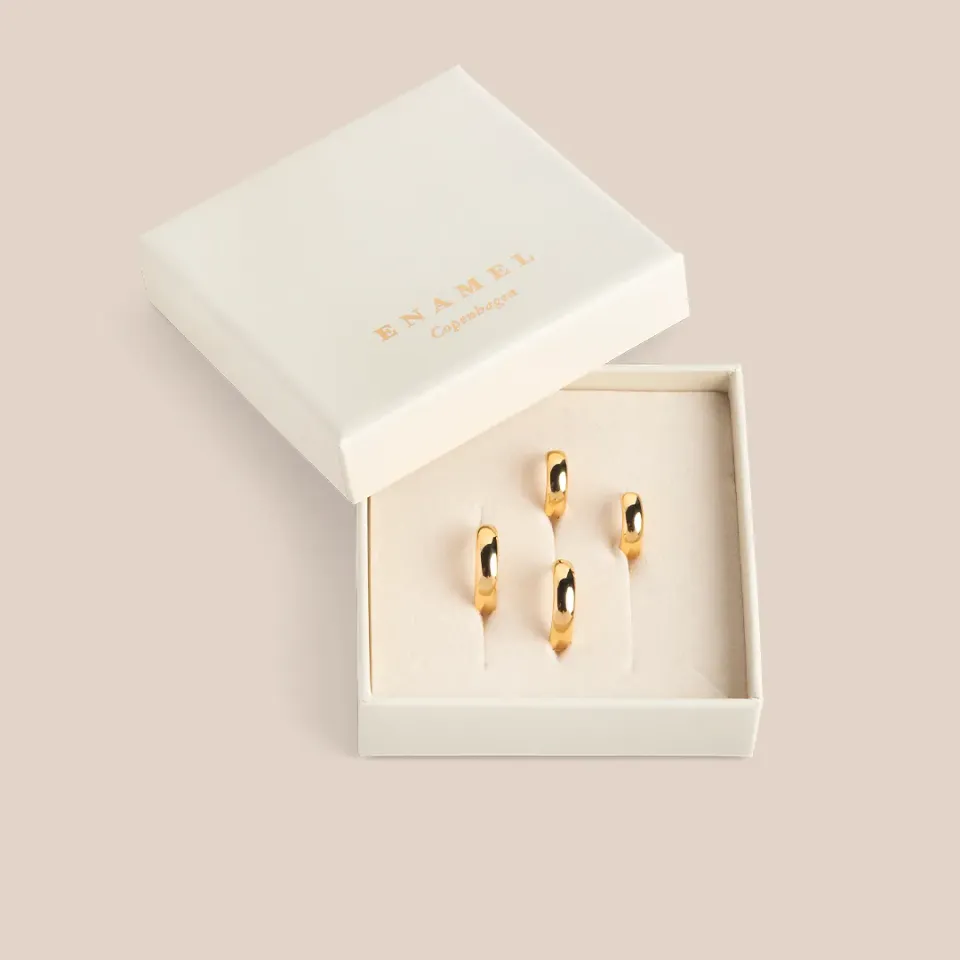 Enamel Classic Wide hoops gavesett gull 2 par