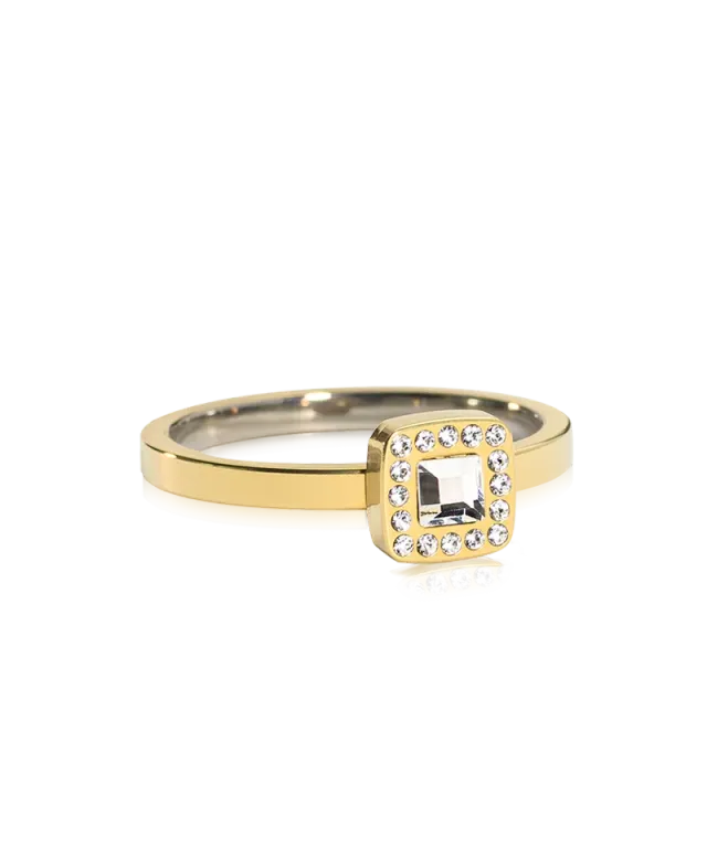 Blomdahl Brilliance Cushion ring crystal gull 16 mm