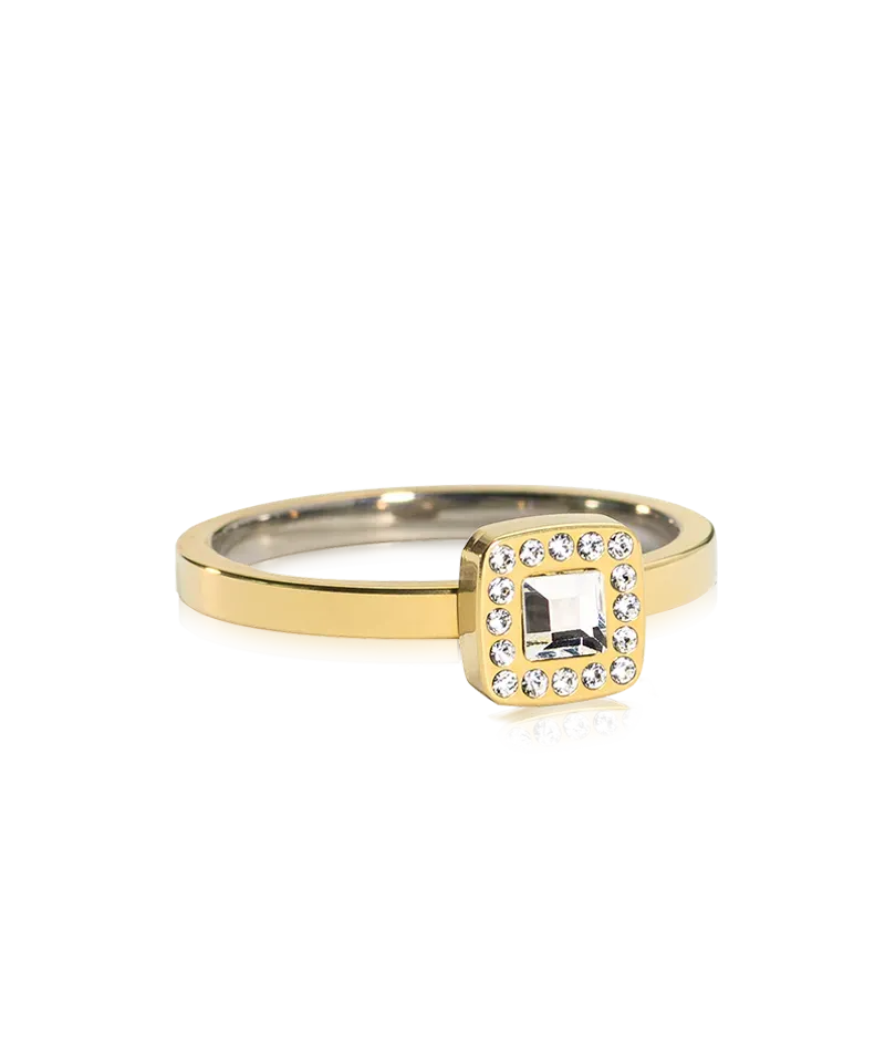 Blomdahl Brilliance Cushion ring crystal gull 16 mm