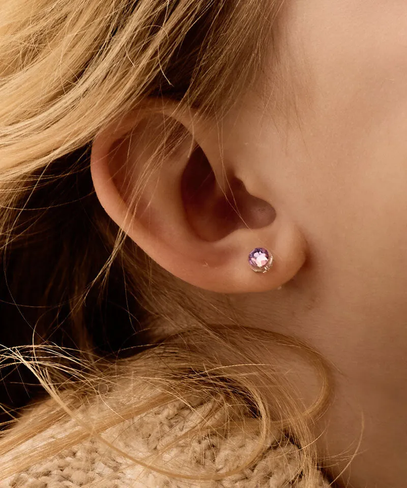 Blomdahl Bezel øredobber 6 mm Lilac Shimmer nikkelfri