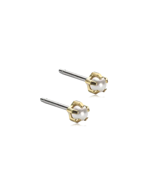 Blomdahl Tiffany Pearl øredobber hvit 4 mm gull