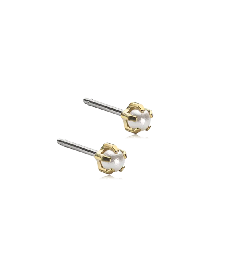 Blomdahl Tiffany Pearl øredobber hvit 4 mm gull
