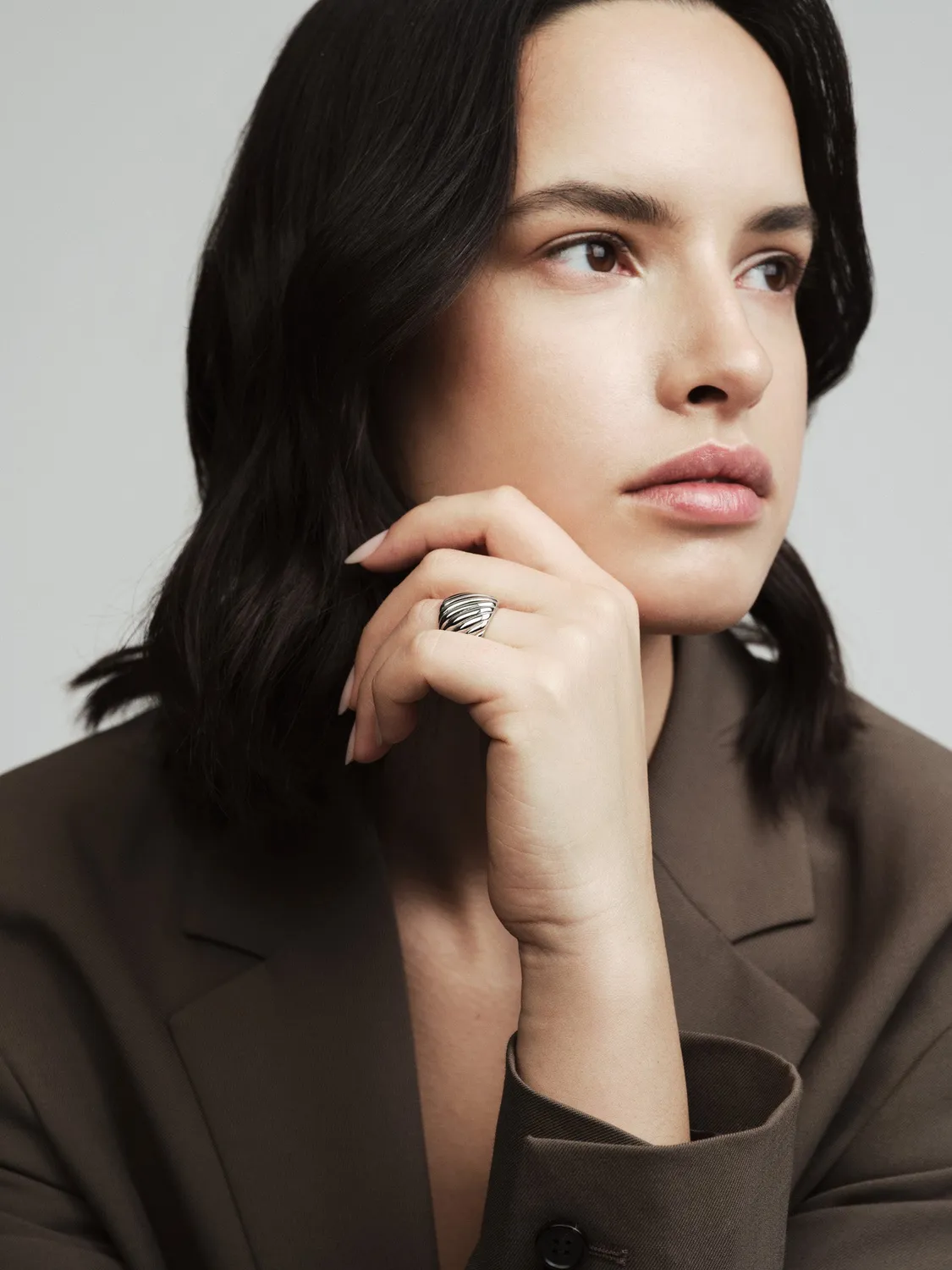 Mockberg Allure Curved Ribbed ring 50 sølv bølget