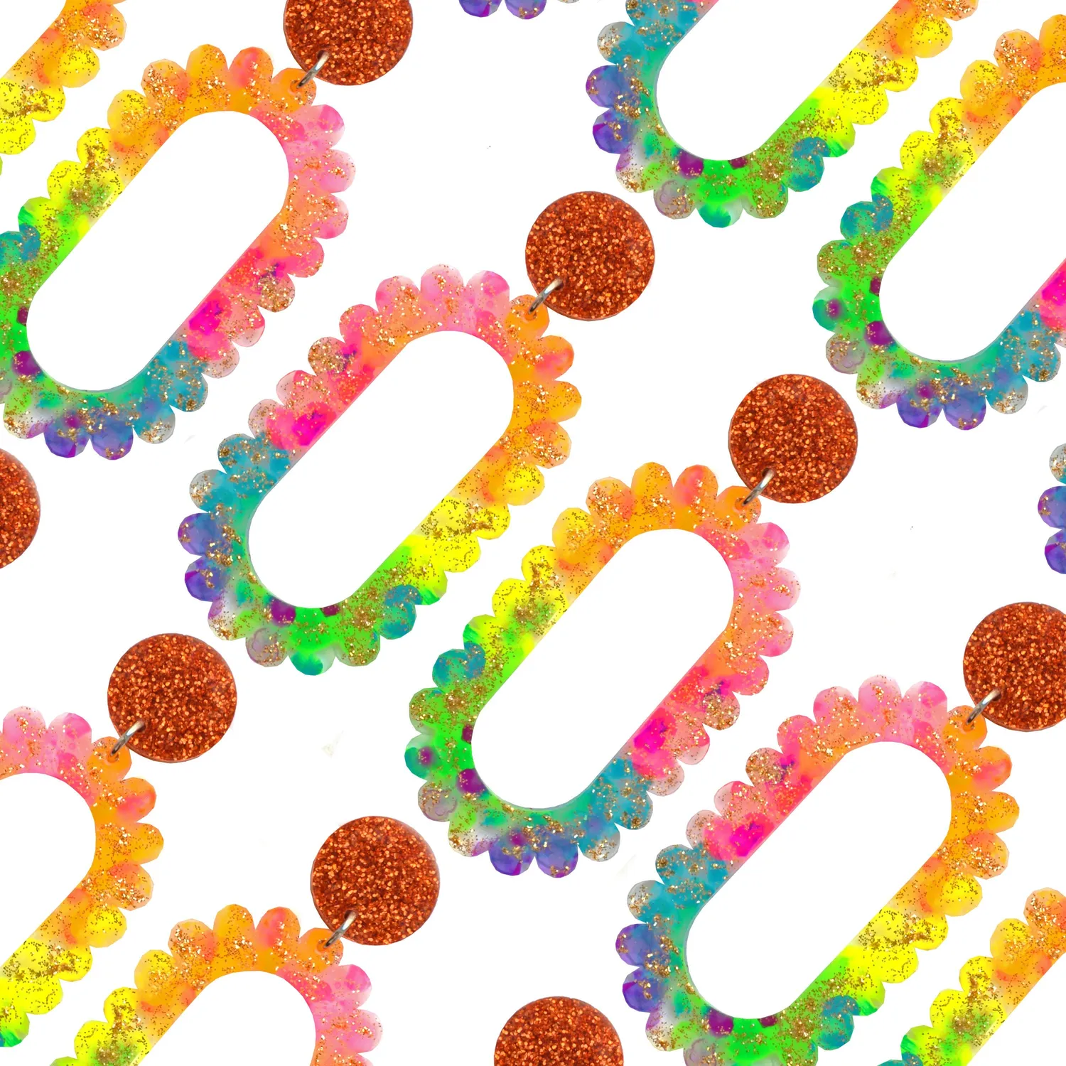 BooandBooFactory Scalloped Hoop øredobber regnbue