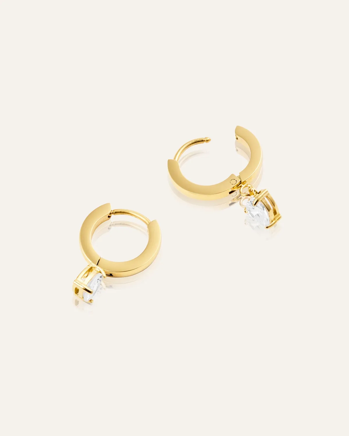 Mockberg Bonne White Hoops gull hjerte 13 mm