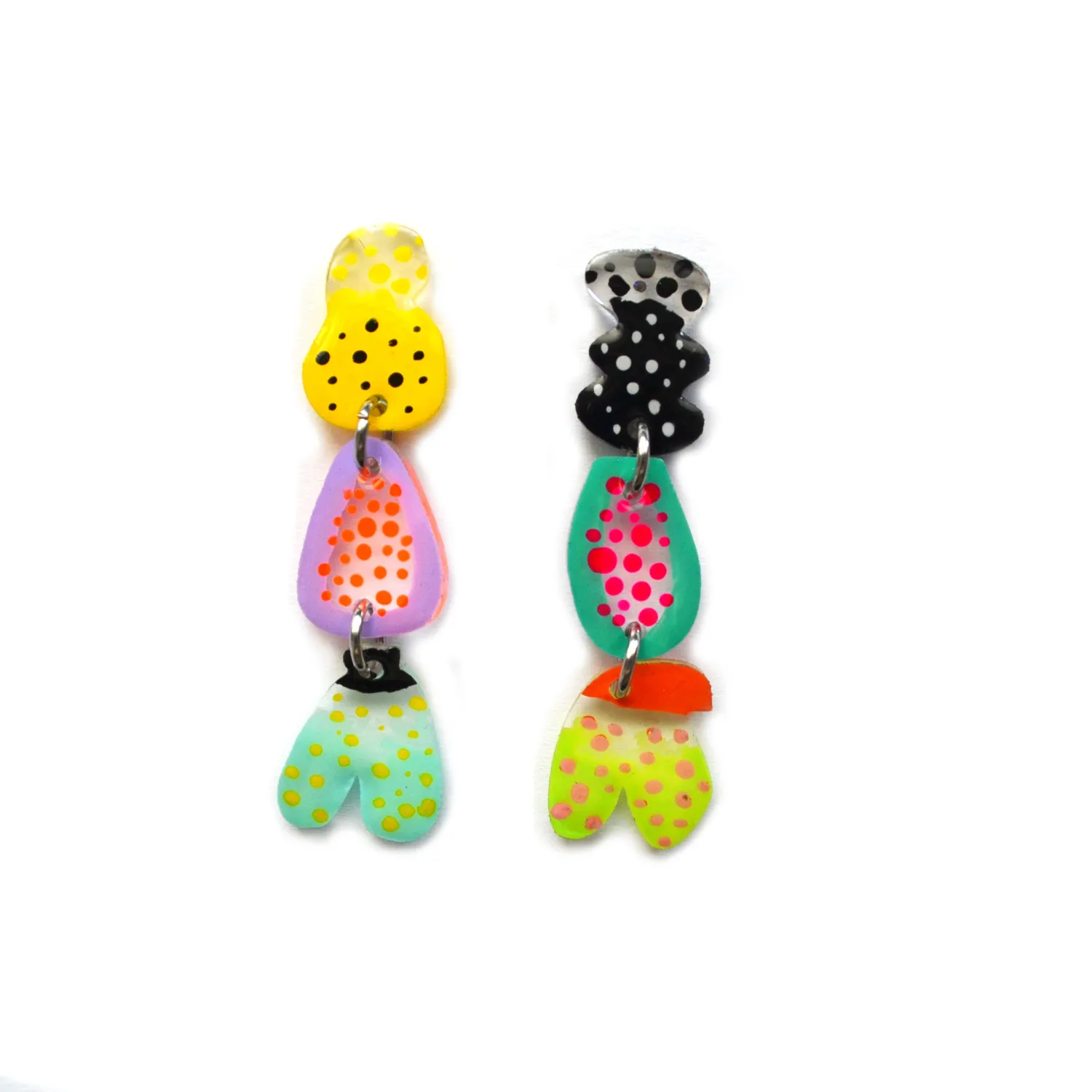 BooandBooFactory Mismatch Fruit akryl øredobber prikker