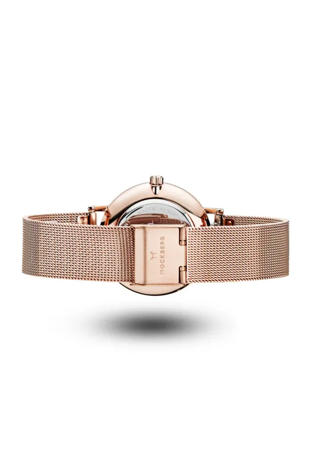 Mockberg 34 mm klokkearmbånd mesh rosegull stål