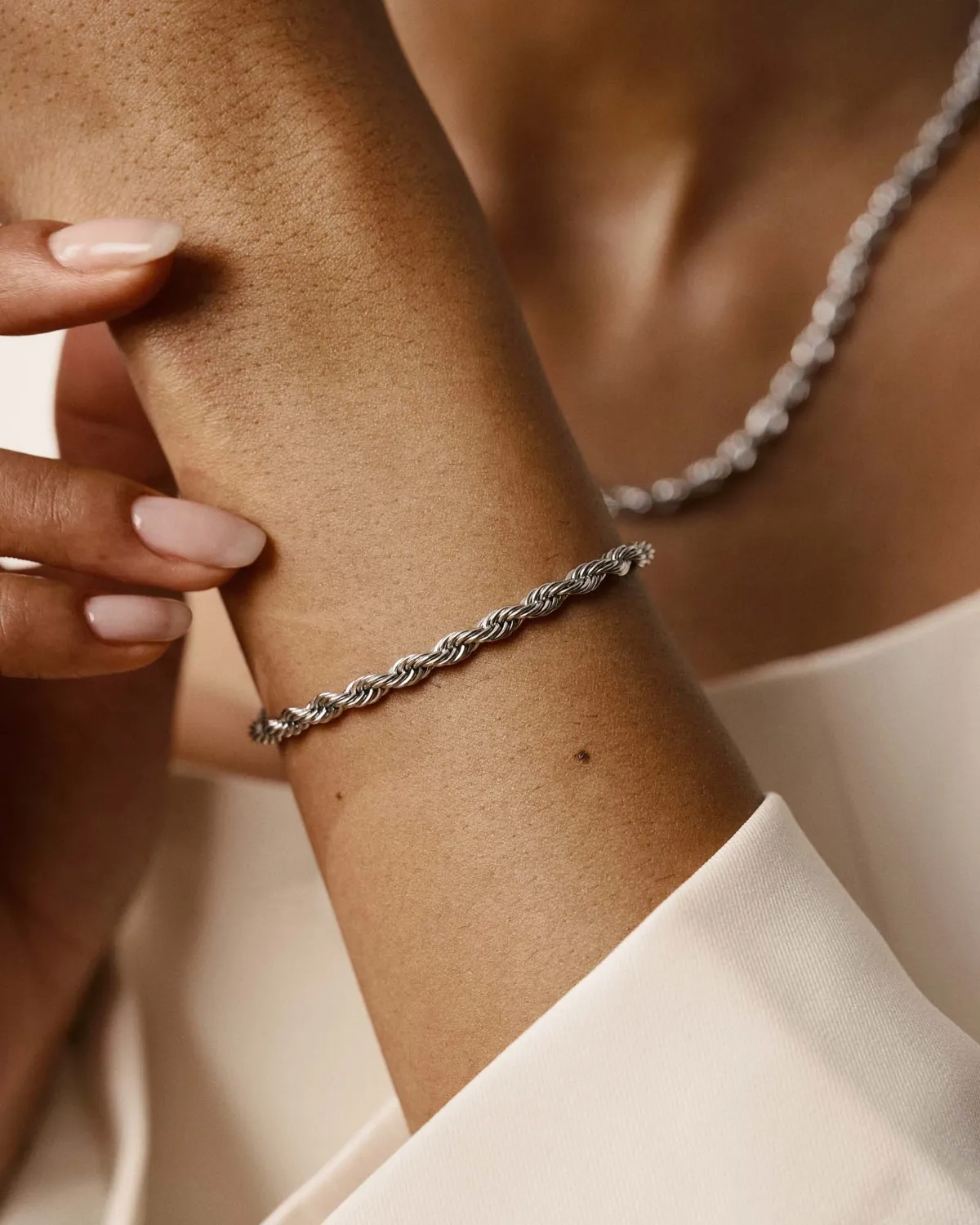 Mockberg Bold Rope Chain armbånd sølv medium