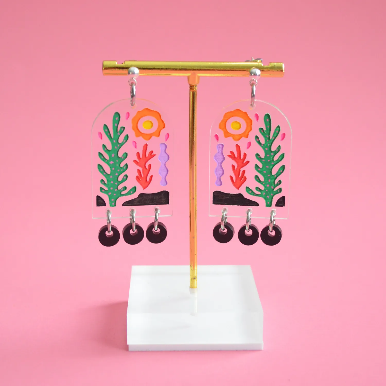 BooandBooFactory Desert Cactus øredobber sølv planter