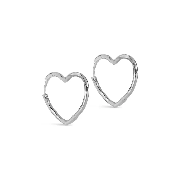 Enamel Organic Heart Medium hoops 22 mm sølv