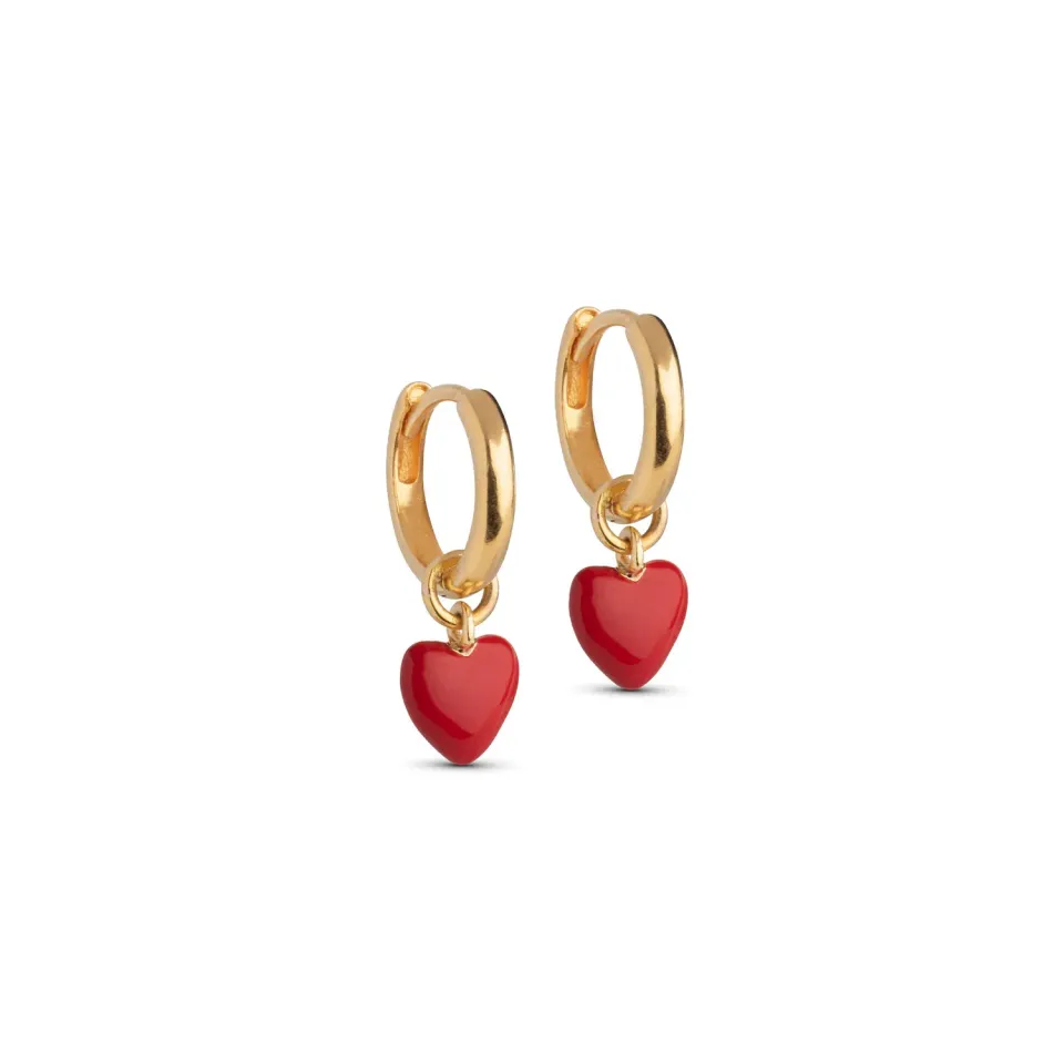 Enamel Amore hoops 20 mm gull med rød emalje